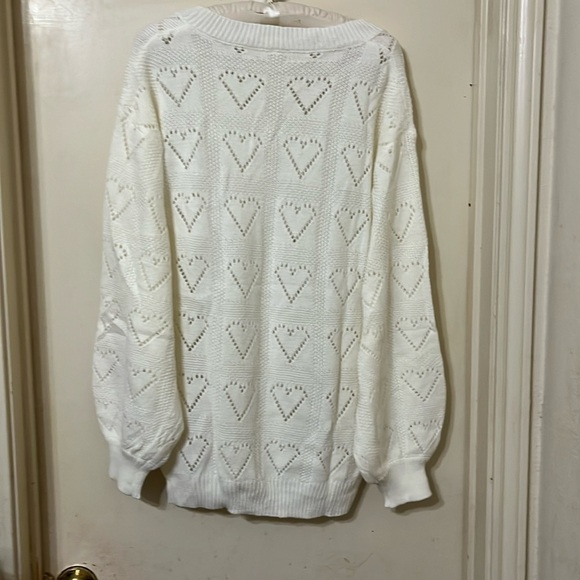Sweaters Hollow Out Cute Heart Knitted Sweater Solid Loose Casual Pullover Large - Picture 5 of 7